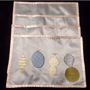 NWT Set of 4 Martha Stewart Placemats Powder Blue Silky Holiday Motif Cheistmas